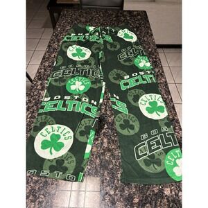 BOSTON CELTICS MENS SLEEP LOUNGE PAJAMAS MICROFLEECE PANTS XL POLYESTER